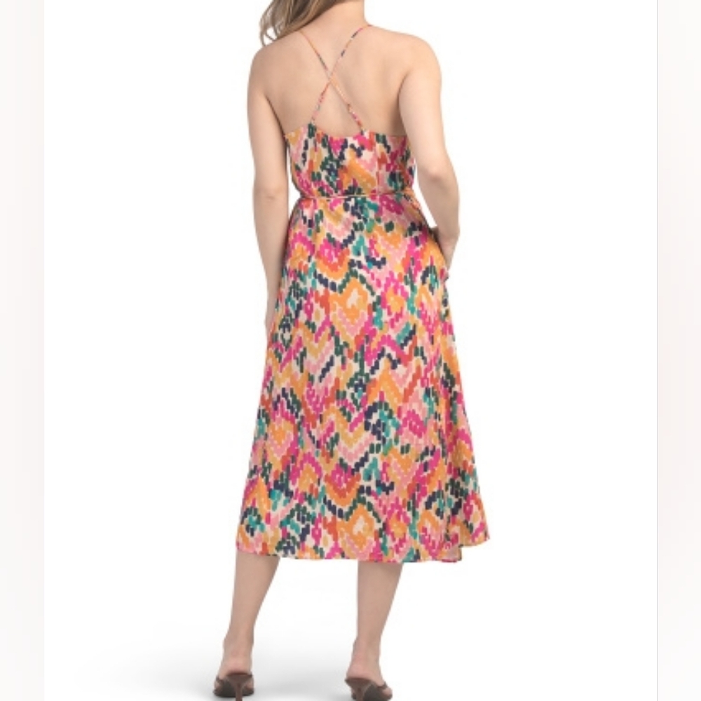 NWT - Marine Layer Tencel Bright Multicolor Archive Emma Wrap Midi Dress-Size XL - Picture 7 of 16